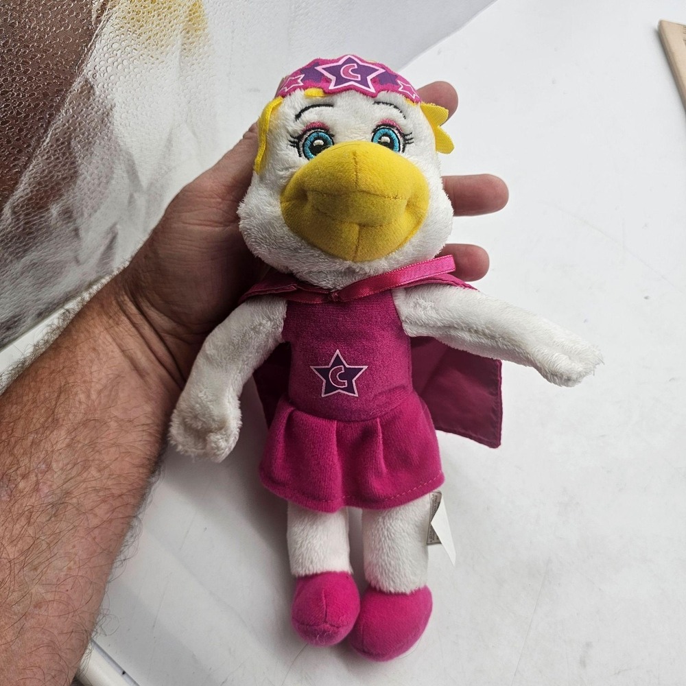 Chuck E Cheese's Bird Plush Stuffed Animal Toy Small Pink Cape Superhero